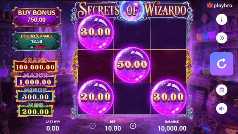 Secrets of Wizardo - main game screen